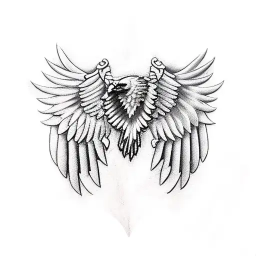 Motorcycle Engine And Eagle Wings