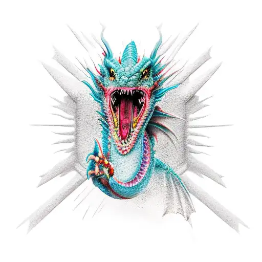 Dragon Tearing Through Skin