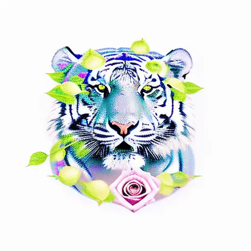 Tiger With Roses
