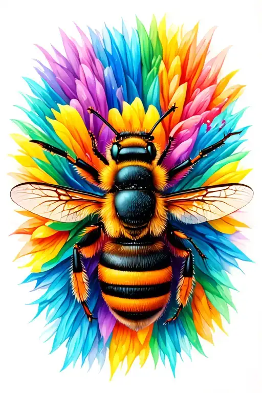 Honeybee And Rainbow Colors