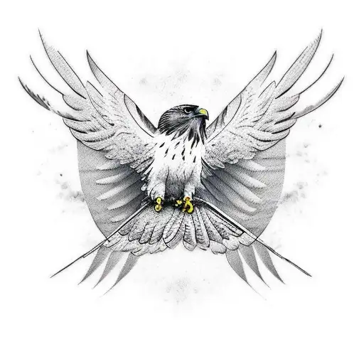 Create A Tattoo Design Featuring A Hawk Or Eagle In A Black-grey Style