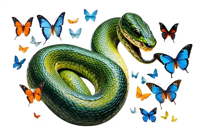 Snake Made Up Of Miniature Butterflies