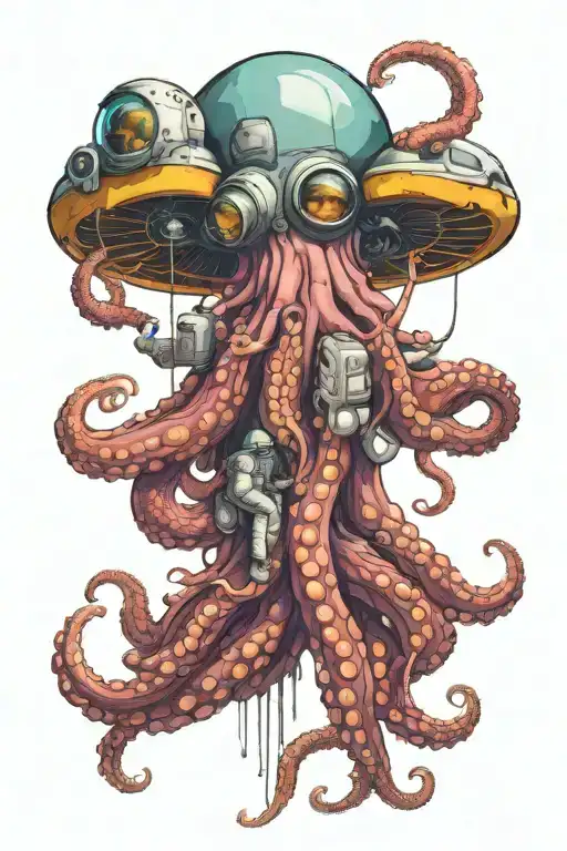 Octopus Mushrooms Astronaut