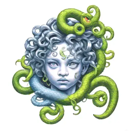 Child Medusa Head With Little Snake Heads