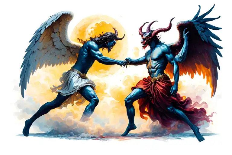 Angel And Demon Fighting Each Other