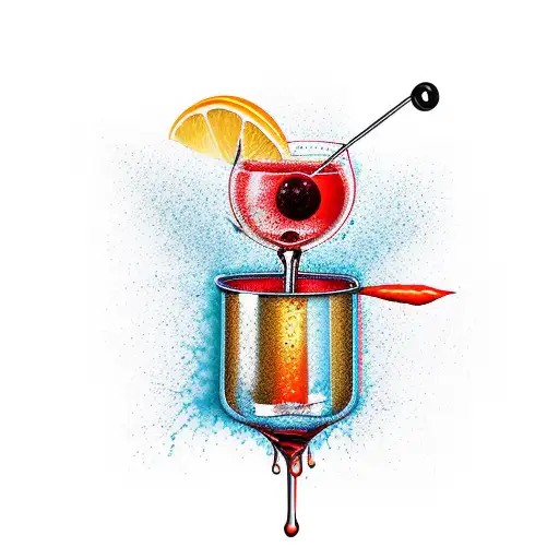 A Negroni Cocktail Dripping Design In Color Red
