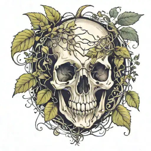 Animal Skull Surrounded By Vines Going