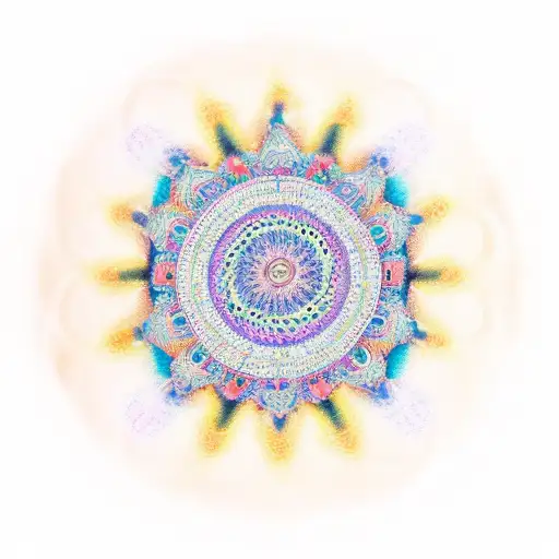 An Intricate Mandala With Spiritual Symbols And A Cosmic Background
