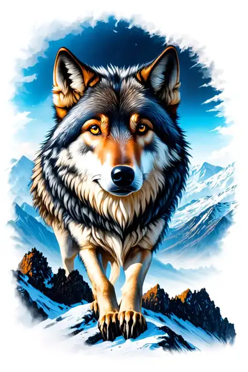 Wolf On Mountain Range