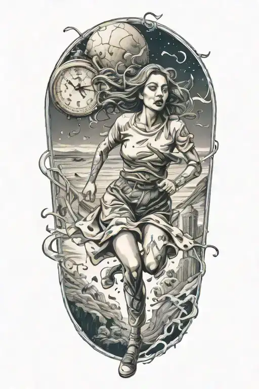 Woman Escaping Simulation Before Time Runs Out