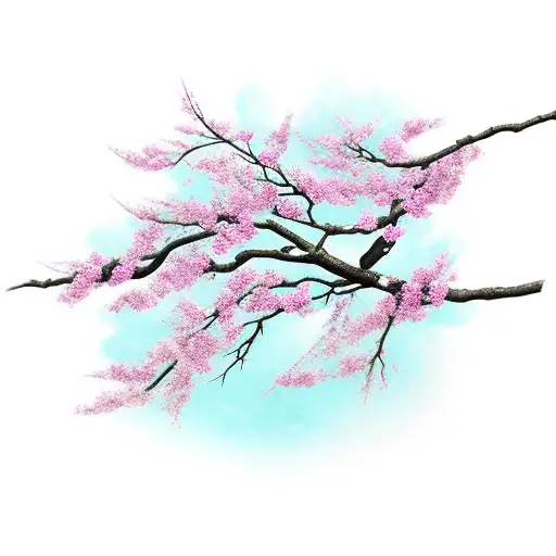 Sakura Branch With A Crow