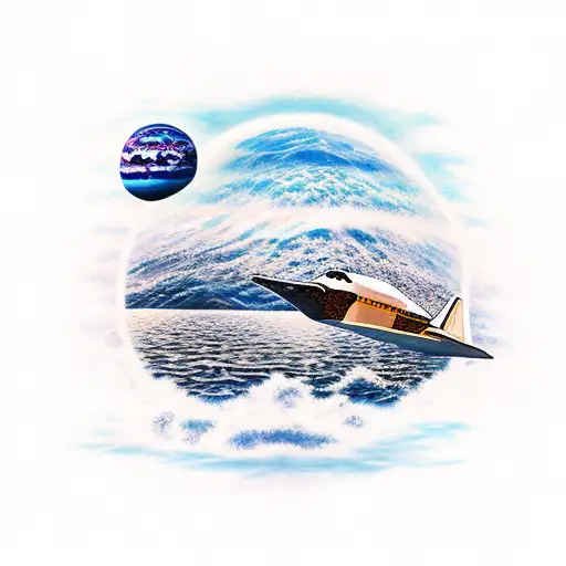 Lake Scene With Space Shuttle