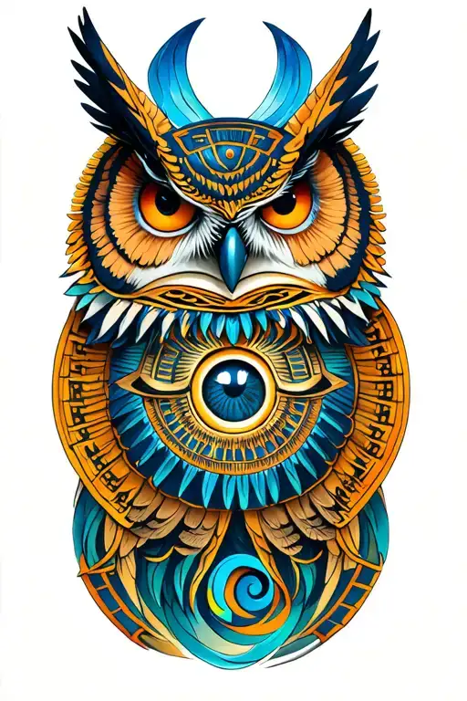 Eye Of Horus With Ank And Owl