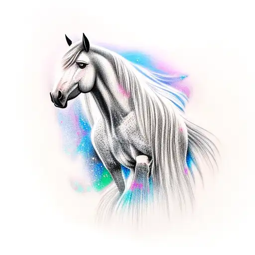 Tattoo Of A Horse With Icicles Hanging From Its Mane