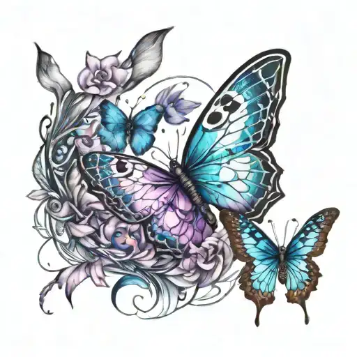 Abstract Eyes Blue Purple Butterfly Rabbit