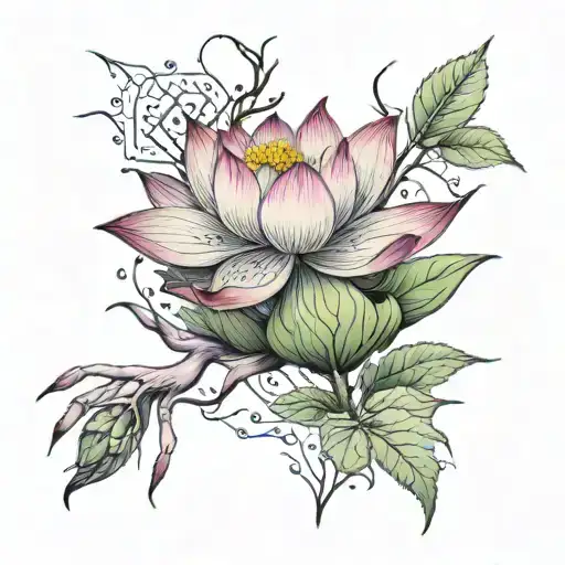 Lotus Flower Blooming But A Hand Made Of Thorns Is Trying To Pull It Down