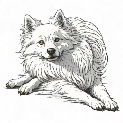 Japanese Spitz Dog Laying