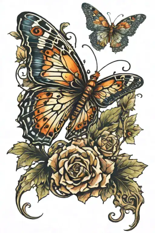 3D Butterfly With Vines On Hand