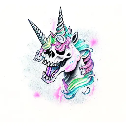 Angry Unicorn Skeleton Chained To The Ground