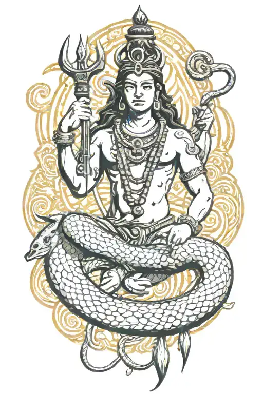 Lord Shiva Trident Intertwined Snake Wrapped