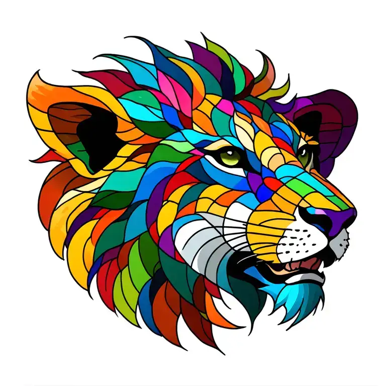 Stained Glass Lion Back