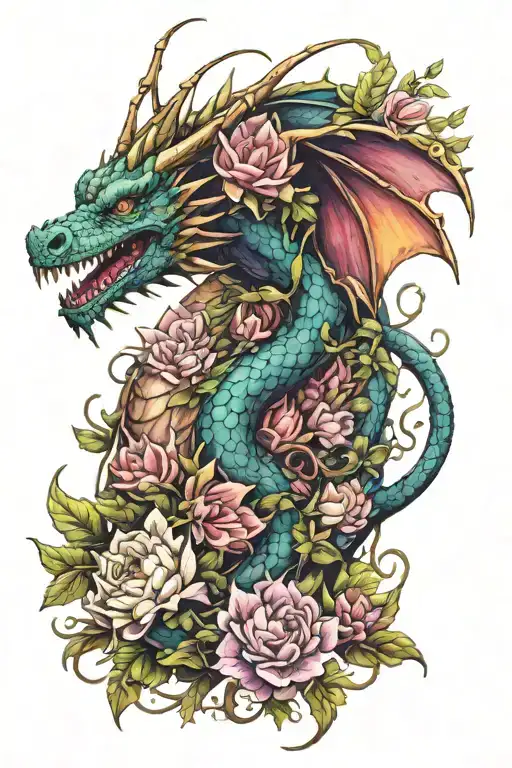 Dragon And Flowers