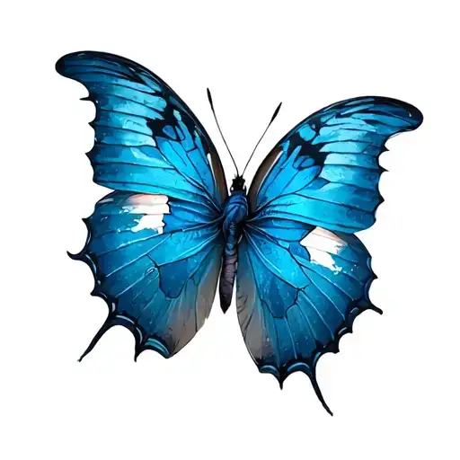 Lonely Blue Butterfly With Broken Wing