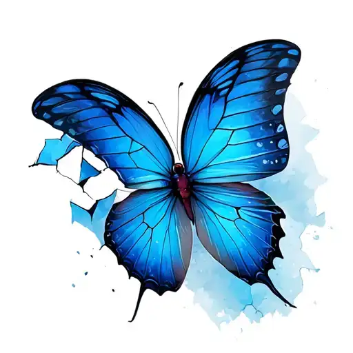 Lonely Blue Butterfly With Broken Wing