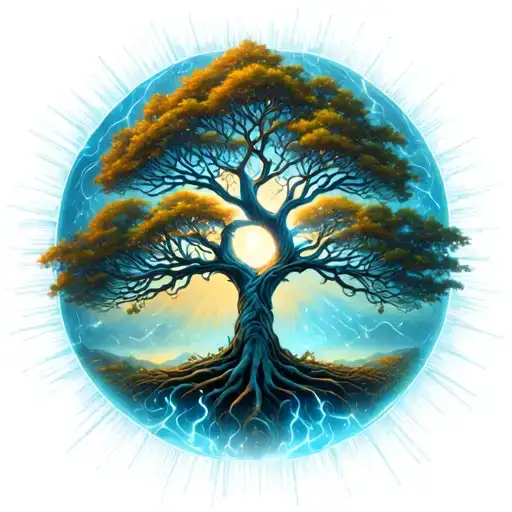 Tree Of Life Surrounded By Electromagnetic Field Looking