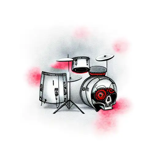 Drums With Skulls In Red And Black