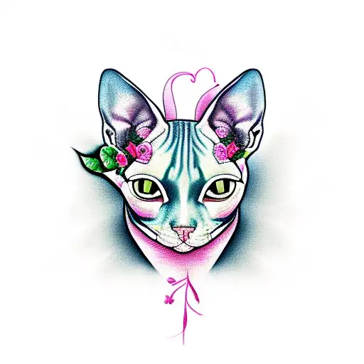 Sphynx Cat With Roses