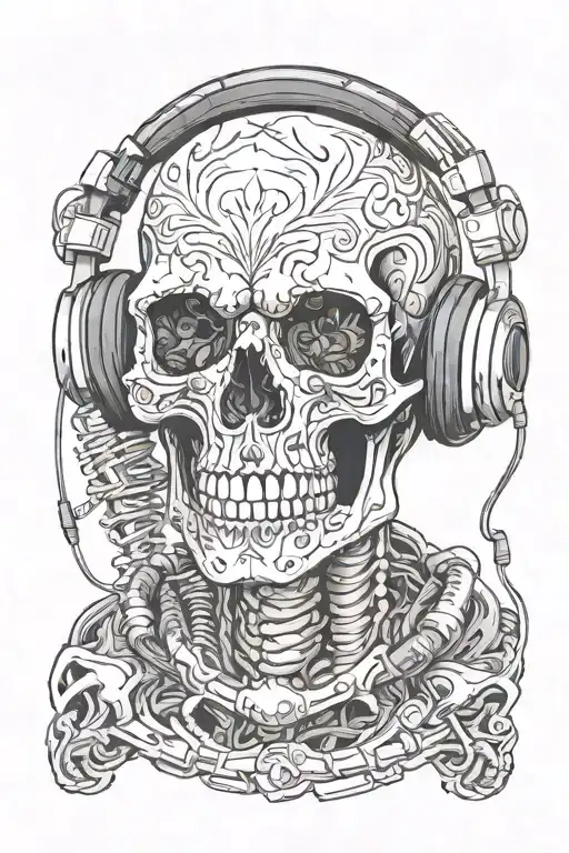Skull Wearing Headphones