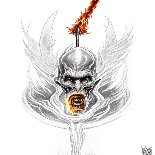 Dante Wielding A Flaming Sword While Descending Into The Depths Of Hell