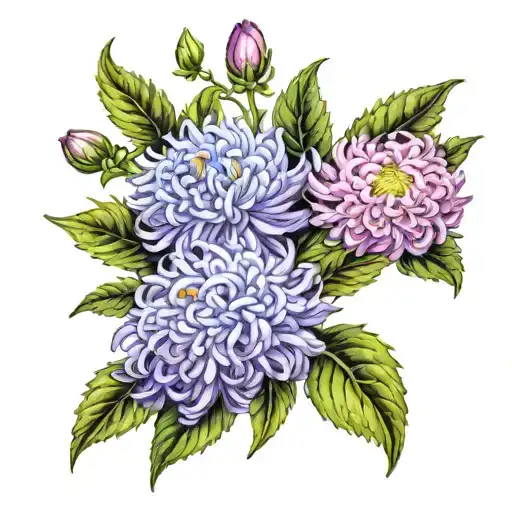 Asters And Violet Flowers Representing My Children