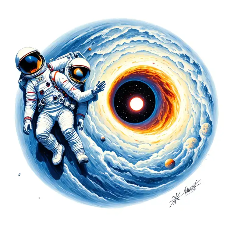 Astronauts In Space Being Swallowed By Black Hole