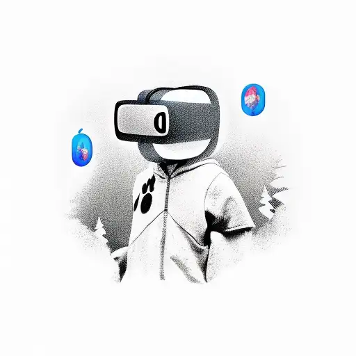 A Realistic Depiction Of A Virtual Reality Game Character Interacting With Real-life Nature Elements