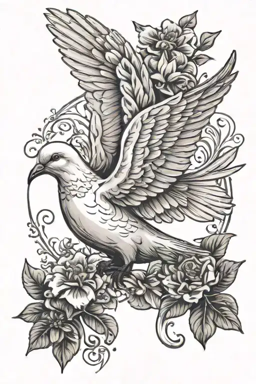 Dove Carrying October Birth Flower