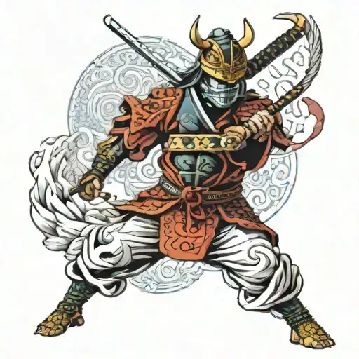 Samurai In A Mask And Full Body