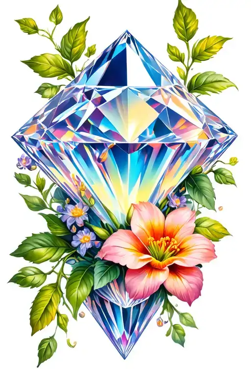 Flowers And Vines Wrapped Around A Diamond