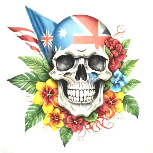 Skull Made Up Of Hawaiian Flag