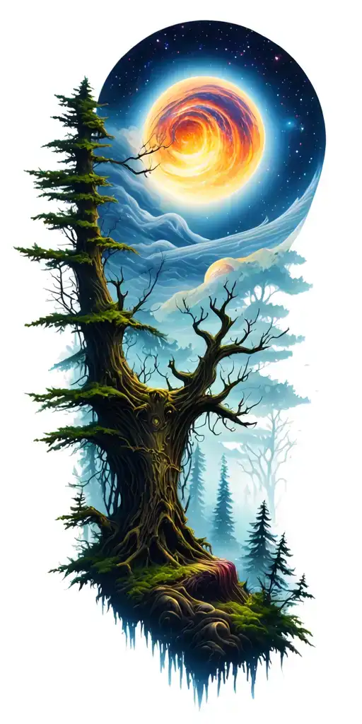 Enchanted Creepy Forest Leading To Space