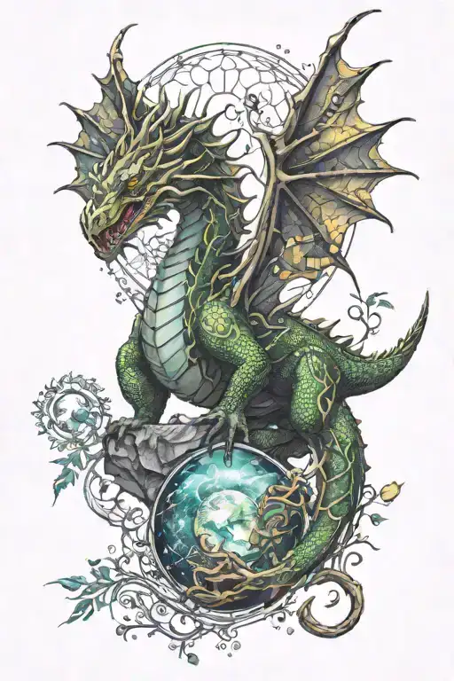 Fem Earth Dragon With 5 Gems And Forest For Wings Soaring In The Constellation Of Taurus