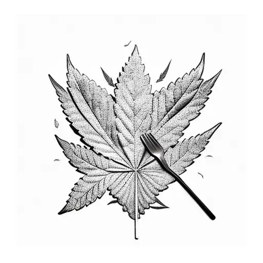 Weed Leaf With Man Sitting Inside