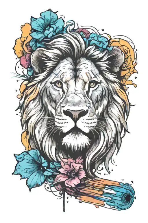 Oil Paint Palette And Lion Head