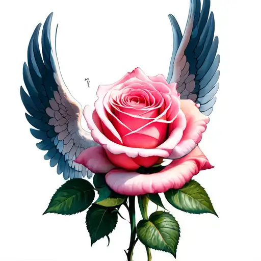 Pink Rose With Angel Wings