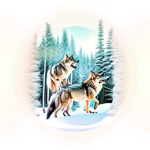 Wolves Fighting In The Forest