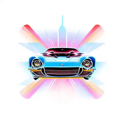 Nice Car With Sunset