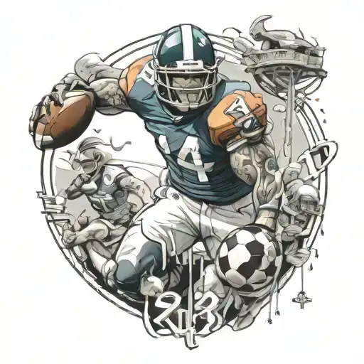 Number 14 And Football Player Surrounded