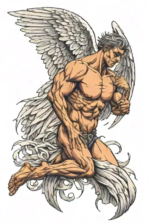 A Muscular Fallen Angel With Wings