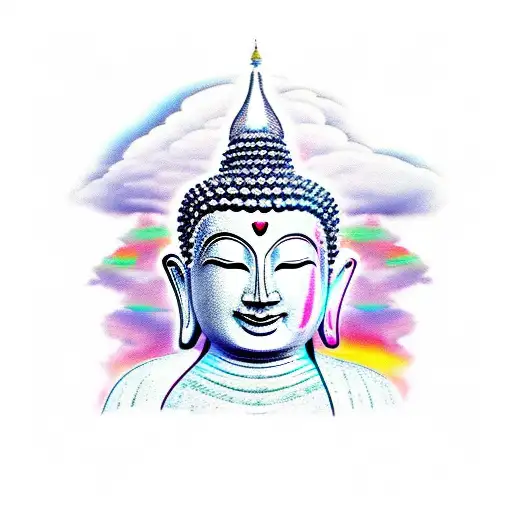 Skateboarding Buddha In Clouds